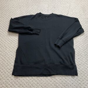 Aerie by American Eagle Sweatshirt Mens XS Black Pullover Side Slits Crew Cotton